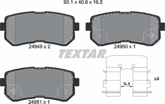 Textar 2494901 - Гальмівні колодки, дискові гальма autozip.com.ua