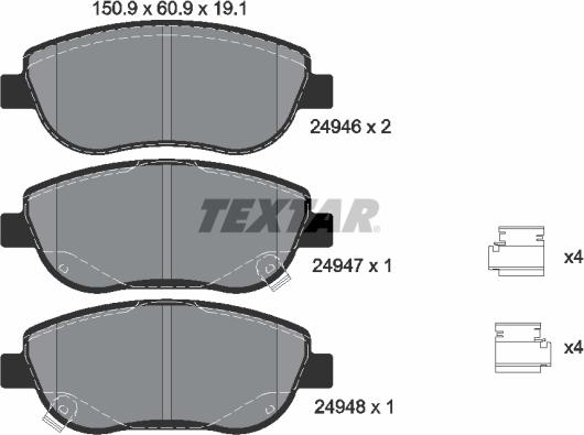 Textar 2494601 - Гальмівні колодки, дискові гальма autozip.com.ua