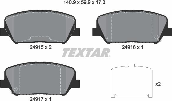 Textar 2491501-2378-00 - Комплект гальм, дисковий гальмівний механізм autozip.com.ua