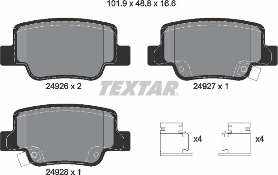 Textar 2492601 - Гальмівні колодки, дискові гальма autozip.com.ua