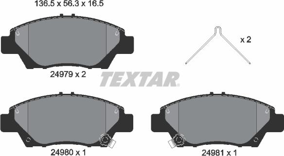 Textar 2497901 - Гальмівні колодки, дискові гальма autozip.com.ua