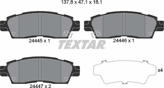 Textar 2444501 - Гальмівні колодки, дискові гальма autozip.com.ua