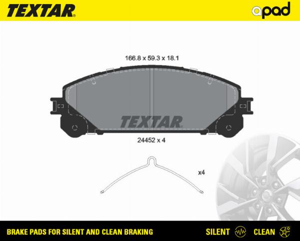Textar 2445201SC - Гальмівні колодки, дискові гальма autozip.com.ua