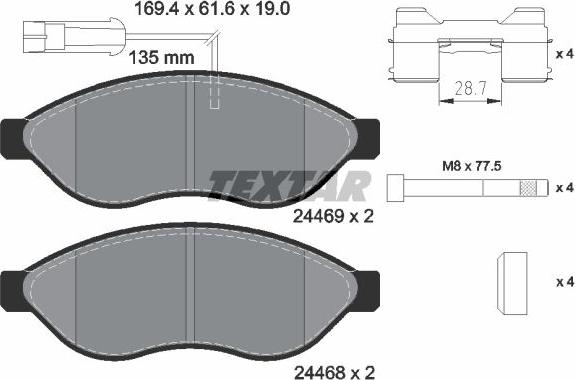 Textar 2446901 - Гальмівні колодки, дискові гальма autozip.com.ua