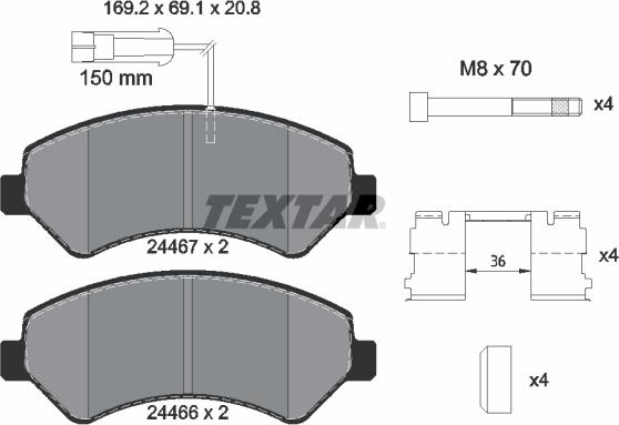 Textar 2446705 - Гальмівні колодки, дискові гальма autozip.com.ua