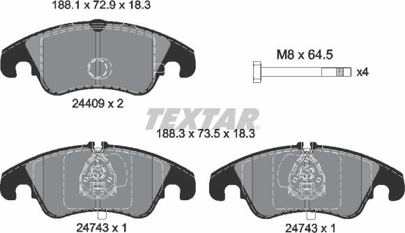 Textar 2440901 - Гальмівні колодки, дискові гальма autozip.com.ua