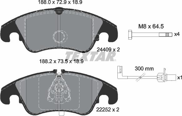 Textar 2440903 - Гальмівні колодки, дискові гальма autozip.com.ua