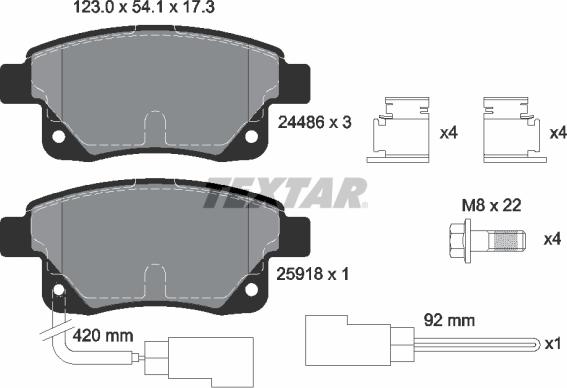 Textar 2448601 - Гальмівні колодки, дискові гальма autozip.com.ua