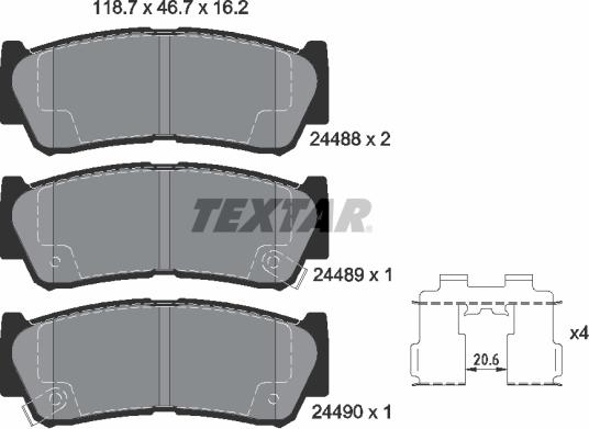 Textar 24 48 801 - Гальмівні колодки, дискові гальма autozip.com.ua