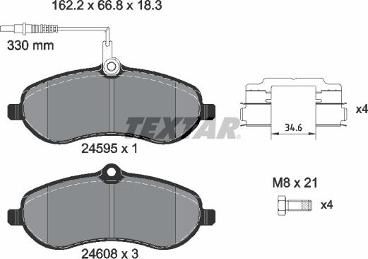 Textar 2459501 - Гальмівні колодки, дискові гальма autozip.com.ua