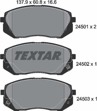 Textar 2450101 - Гальмівні колодки, дискові гальма autozip.com.ua