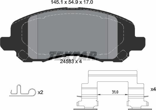 Textar 2458301 - Гальмівні колодки, дискові гальма autozip.com.ua