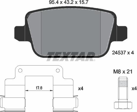 Textar 2453702 - Гальмівні колодки, дискові гальма autozip.com.ua
