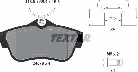 Textar 2457801 - Гальмівні колодки, дискові гальма autozip.com.ua