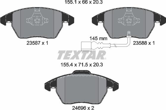 Textar 2469602 - Гальмівні колодки, дискові гальма autozip.com.ua