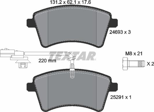 Textar 2469306 - Гальмівні колодки, дискові гальма autozip.com.ua