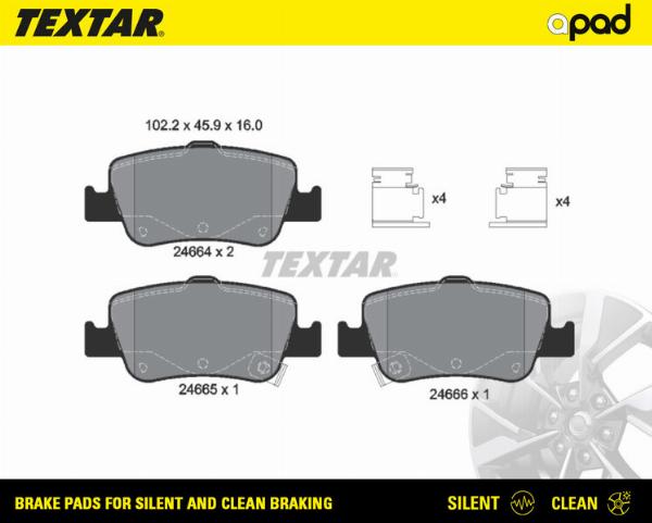 Textar 2466401SC - Гальмівні колодки, дискові гальма autozip.com.ua