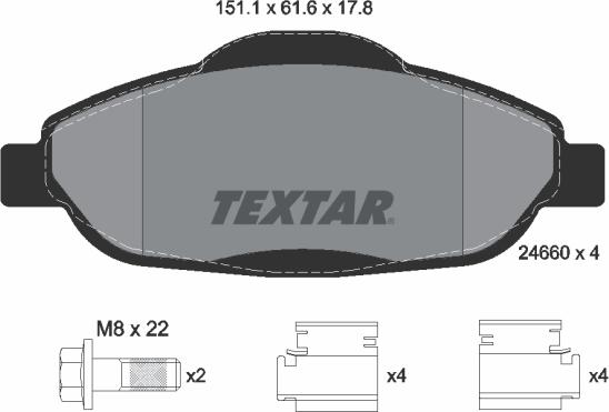 Textar 2466001 - Гальмівні колодки, дискові гальма autozip.com.ua