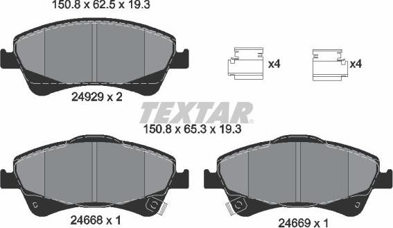 Textar 2466801 - Гальмівні колодки, дискові гальма autozip.com.ua