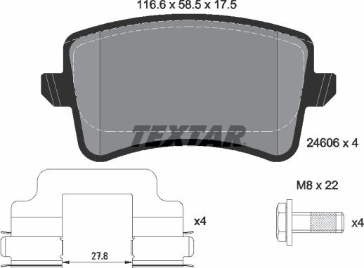 Textar 2460681 - Гальмівні колодки, дискові гальма autozip.com.ua