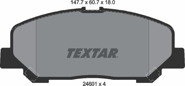 Textar 2460101 - Гальмівні колодки, дискові гальма autozip.com.ua