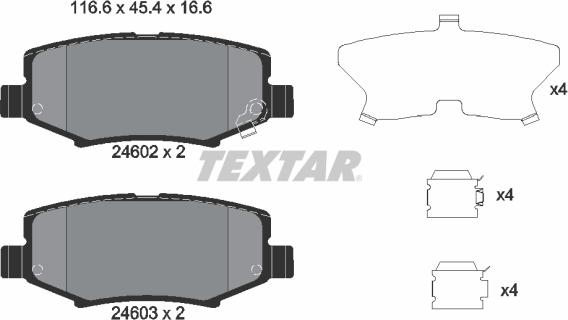 Textar 2460201 - Гальмівні колодки, дискові гальма autozip.com.ua