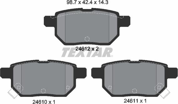 Textar 2461004 - Гальмівні колодки, дискові гальма autozip.com.ua