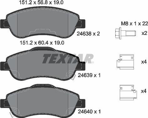 Textar 2463801 - Гальмівні колодки, дискові гальма autozip.com.ua