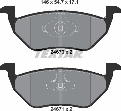 Textar 2467001 - Гальмівні колодки, дискові гальма autozip.com.ua