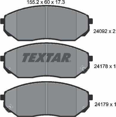 Textar 2409201 - Гальмівні колодки, дискові гальма autozip.com.ua