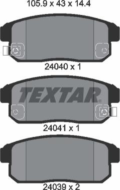 Textar 2404001 - Гальмівні колодки, дискові гальма autozip.com.ua