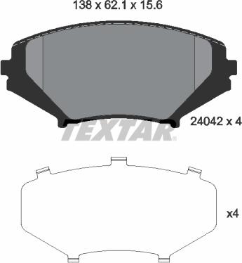 Textar 2404201 - Гальмівні колодки, дискові гальма autozip.com.ua