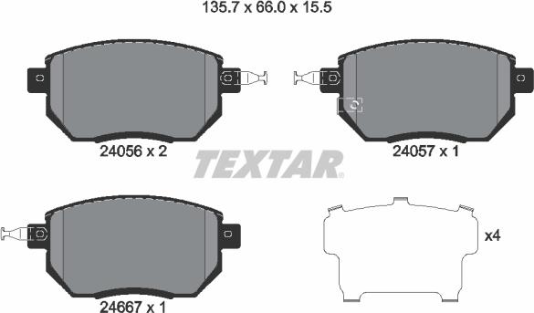 Textar 2405601 - Гальмівні колодки, дискові гальма autozip.com.ua