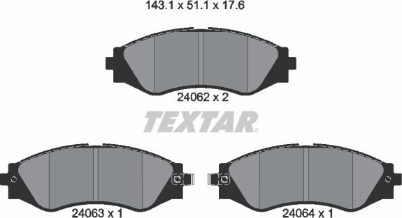 Textar 2406201 - Гальмівні колодки, дискові гальма autozip.com.ua