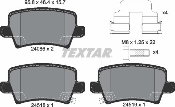 Textar 2408601 - Гальмівні колодки, дискові гальма autozip.com.ua