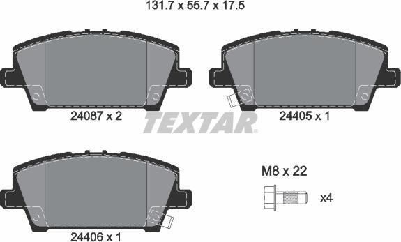 Textar 2408701 - Гальмівні колодки, дискові гальма autozip.com.ua