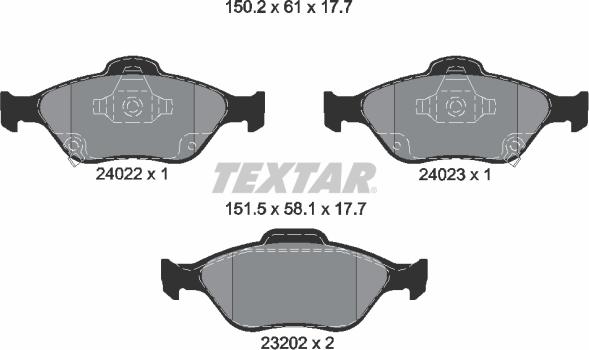 Textar 2402201 - Гальмівні колодки, дискові гальма autozip.com.ua