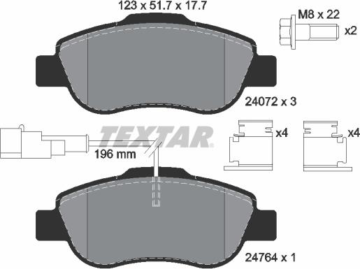 Textar 2407202 - Гальмівні колодки, дискові гальма autozip.com.ua