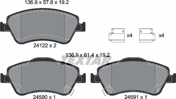 Textar 2412201 - Гальмівні колодки, дискові гальма autozip.com.ua