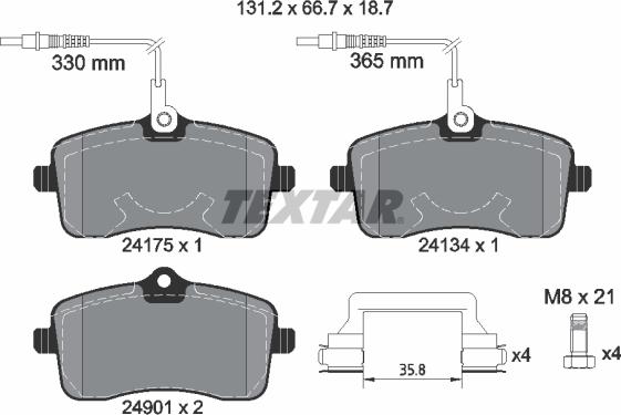 Textar 2417501 - Гальмівні колодки, дискові гальма autozip.com.ua