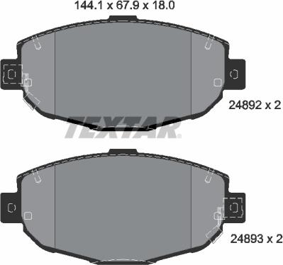 Textar 2489201 - Гальмівні колодки, дискові гальма autozip.com.ua