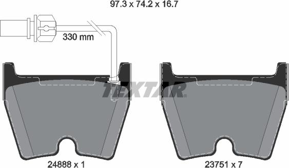 Textar 2488801 - Гальмівні колодки, дискові гальма autozip.com.ua