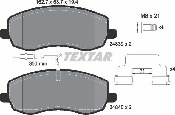 Textar 2483901 - Гальмівні колодки, дискові гальма autozip.com.ua