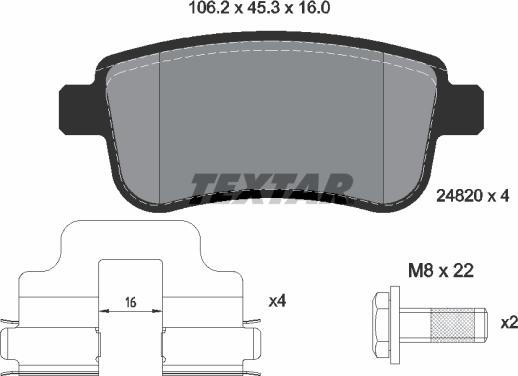 Textar 2482002 - Гальмівні колодки, дискові гальма autozip.com.ua