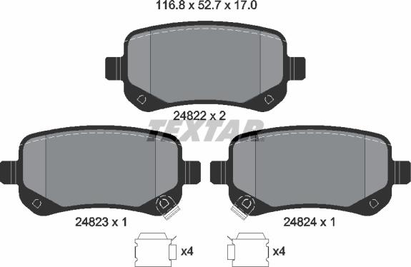 Textar 2482201 - Гальмівні колодки, дискові гальма autozip.com.ua