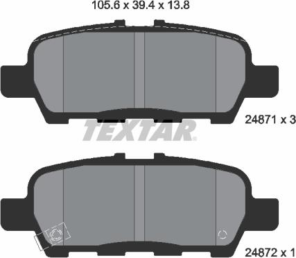 Textar 2487101 - Гальмівні колодки, дискові гальма autozip.com.ua