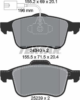 Textar 2434001 - Гальмівні колодки, дискові гальма autozip.com.ua