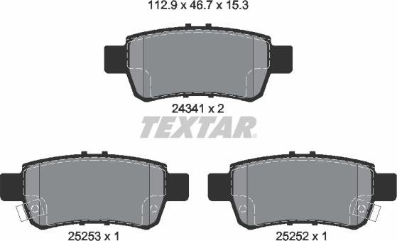 Textar 2434101 - Гальмівні колодки, дискові гальма autozip.com.ua