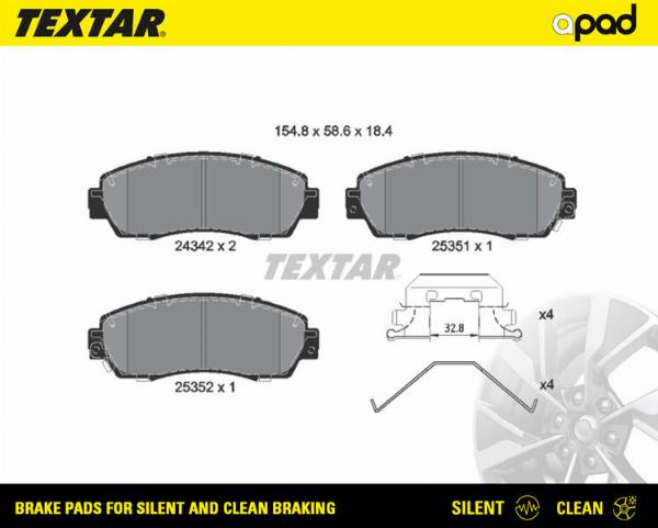 Textar 2434201SC - Гальмівні колодки, дискові гальма autozip.com.ua