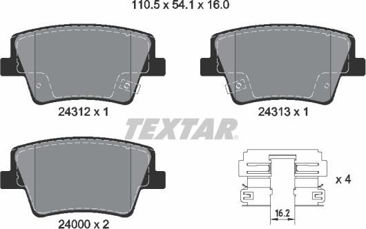 Textar 2431201 - Гальмівні колодки, дискові гальма autozip.com.ua